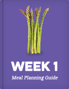 Asparagus on the cover of Week 1 Meal Planning Guide