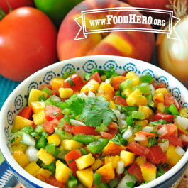 bowl of peach salsa