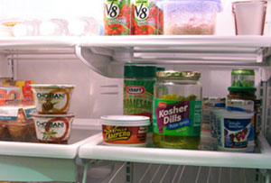 inside of a refrigerator with food
