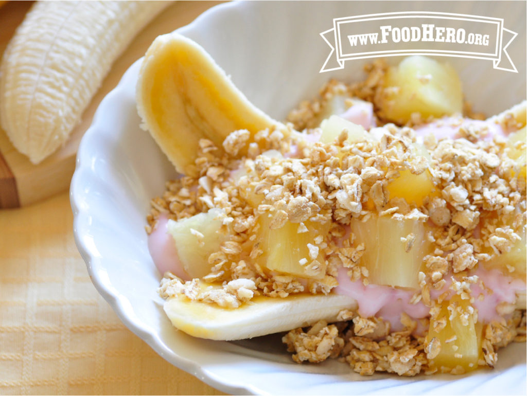 bowl of breakfast banana split