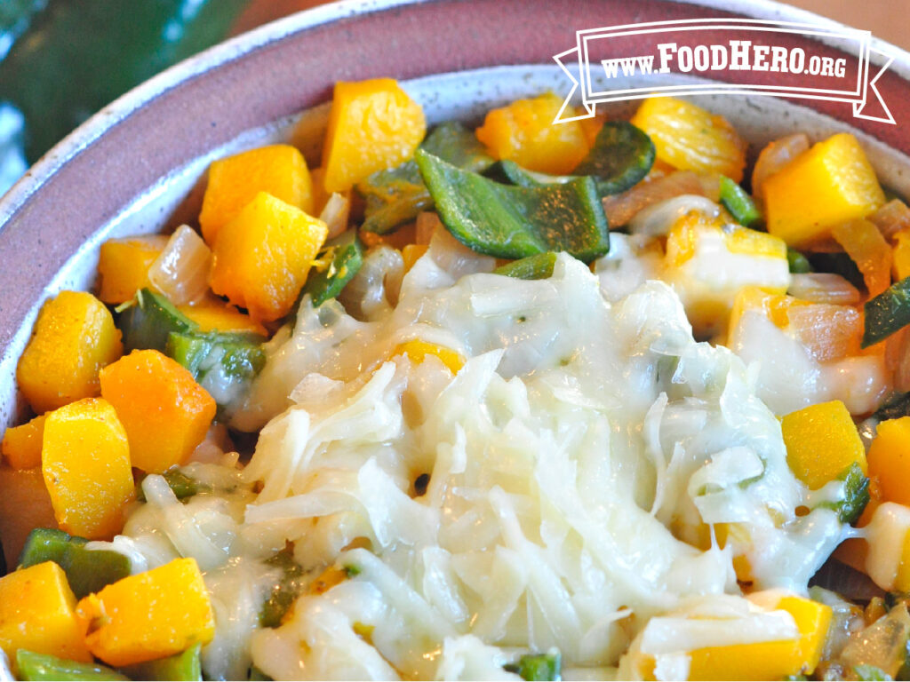 bowl of butternut squash and chile pan-fry