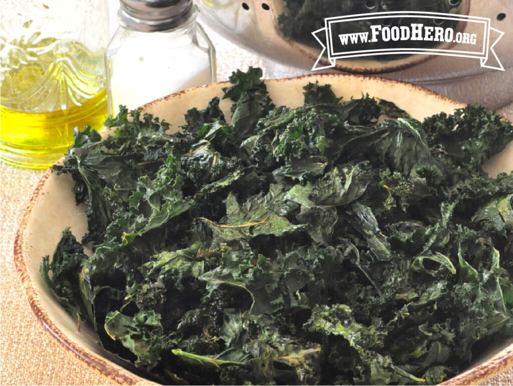 bowl of crunchy baked kale chips