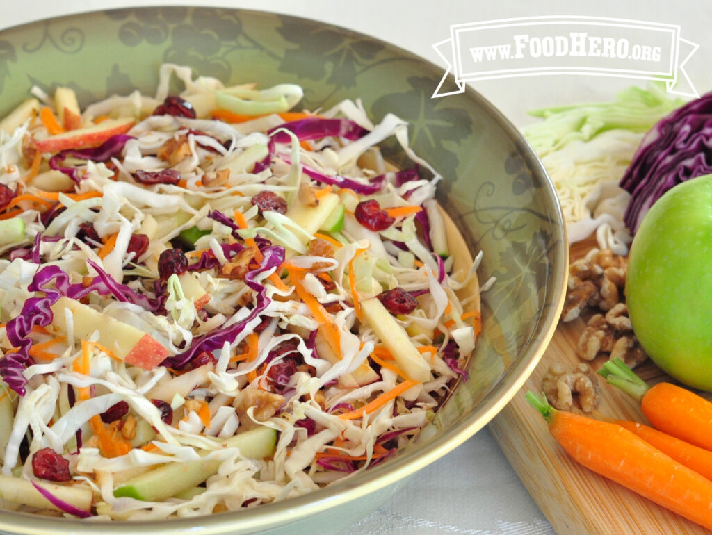 bowl of fruit and nut slaw