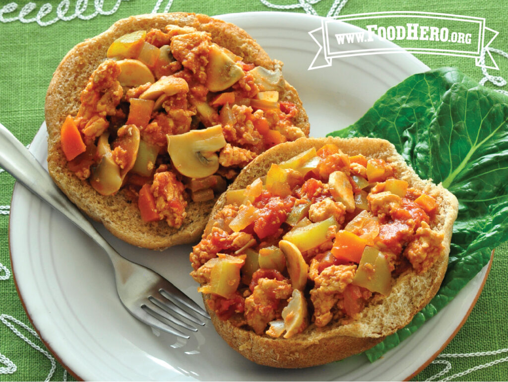 garden sloppy joes on a plate with fork