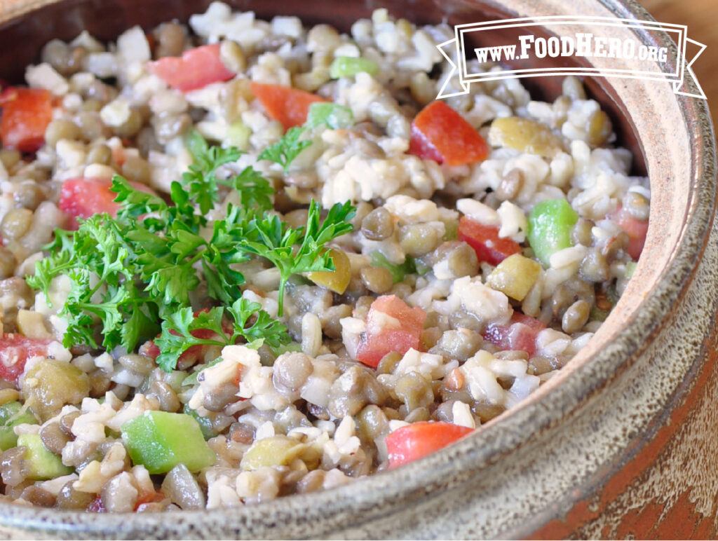 bowl of lentil confetti salad