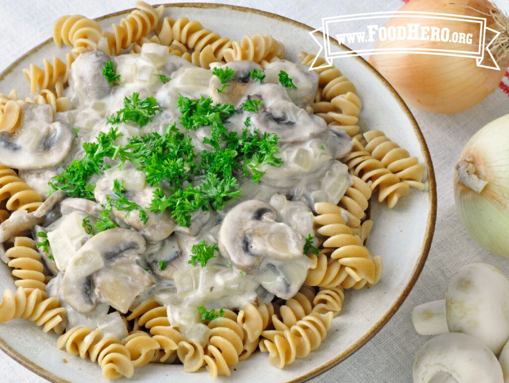 plate of mushroom stroganoff