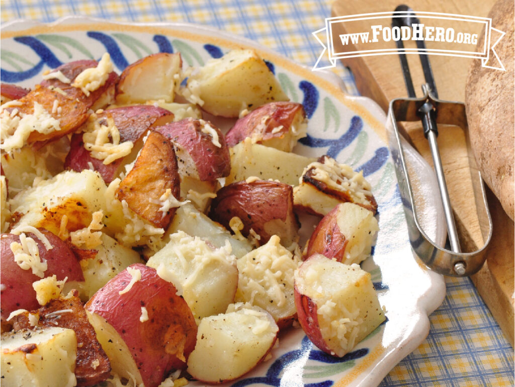 plate of parmesan roasted potatoes