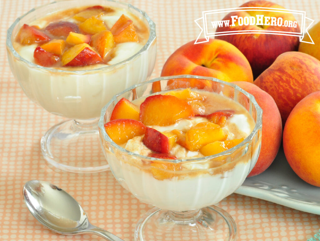 2 bowls of peach sundae