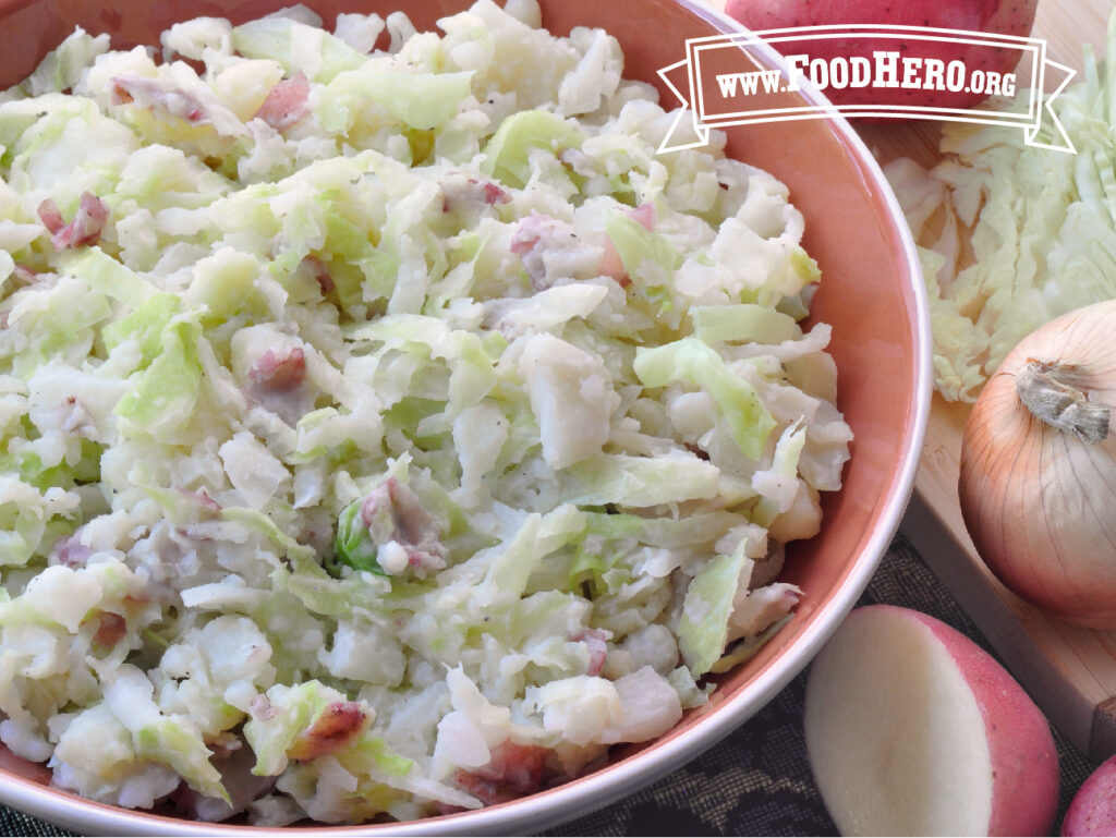 bowl of red potato and cabbage