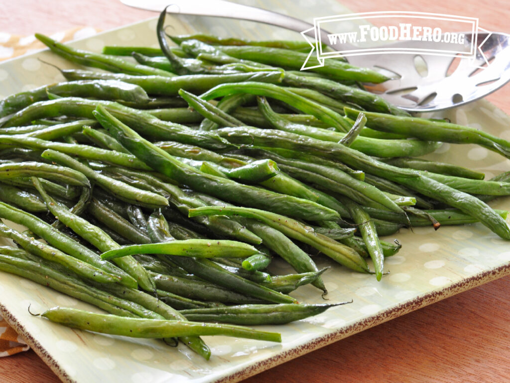 plate of roasted green beans