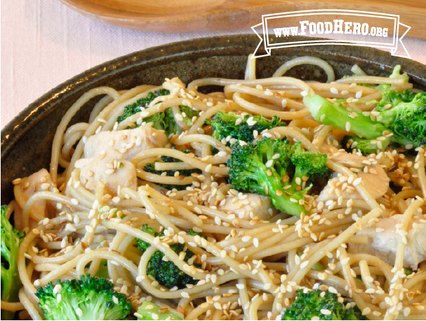 bowl of stir fry noodles with peanut sauce