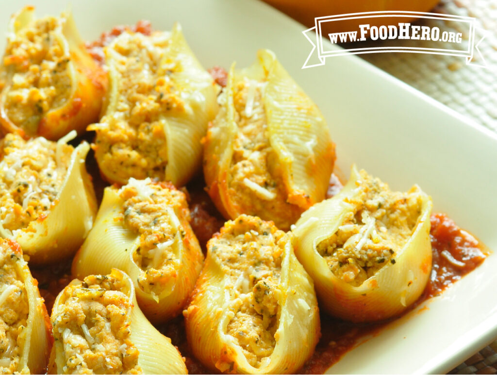 platter of pumpkin ricotta stuffed shells