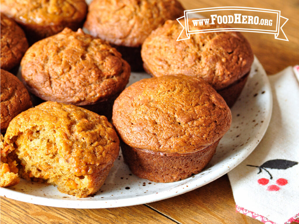 plate of sweet potato and orange muffins