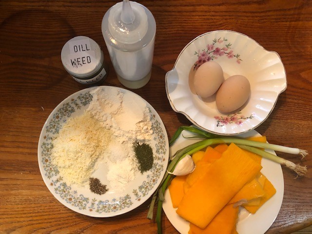 ingredients for garden vegetable cakes